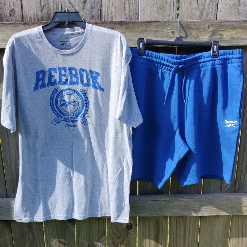 Reebok Gray Tee and Blue Shorts Combo